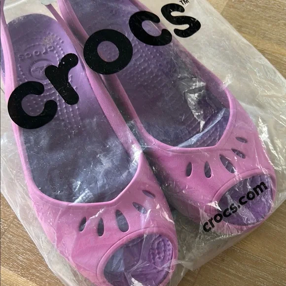 Crocs Women's Pink Slingback Peep-toe Shoes Sz 8 - Picture 8 of 8